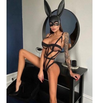Siyah body suit fantezi iç çamaşırı rabbit style   